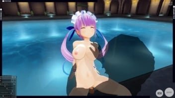 3D Perverted animated Porn Fucking a Maid by the Pool, Blowjobs, rocking, vaginal spread Very Nice Very Sexy
