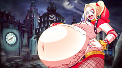 Harley Quinn weight gain, belly expansion